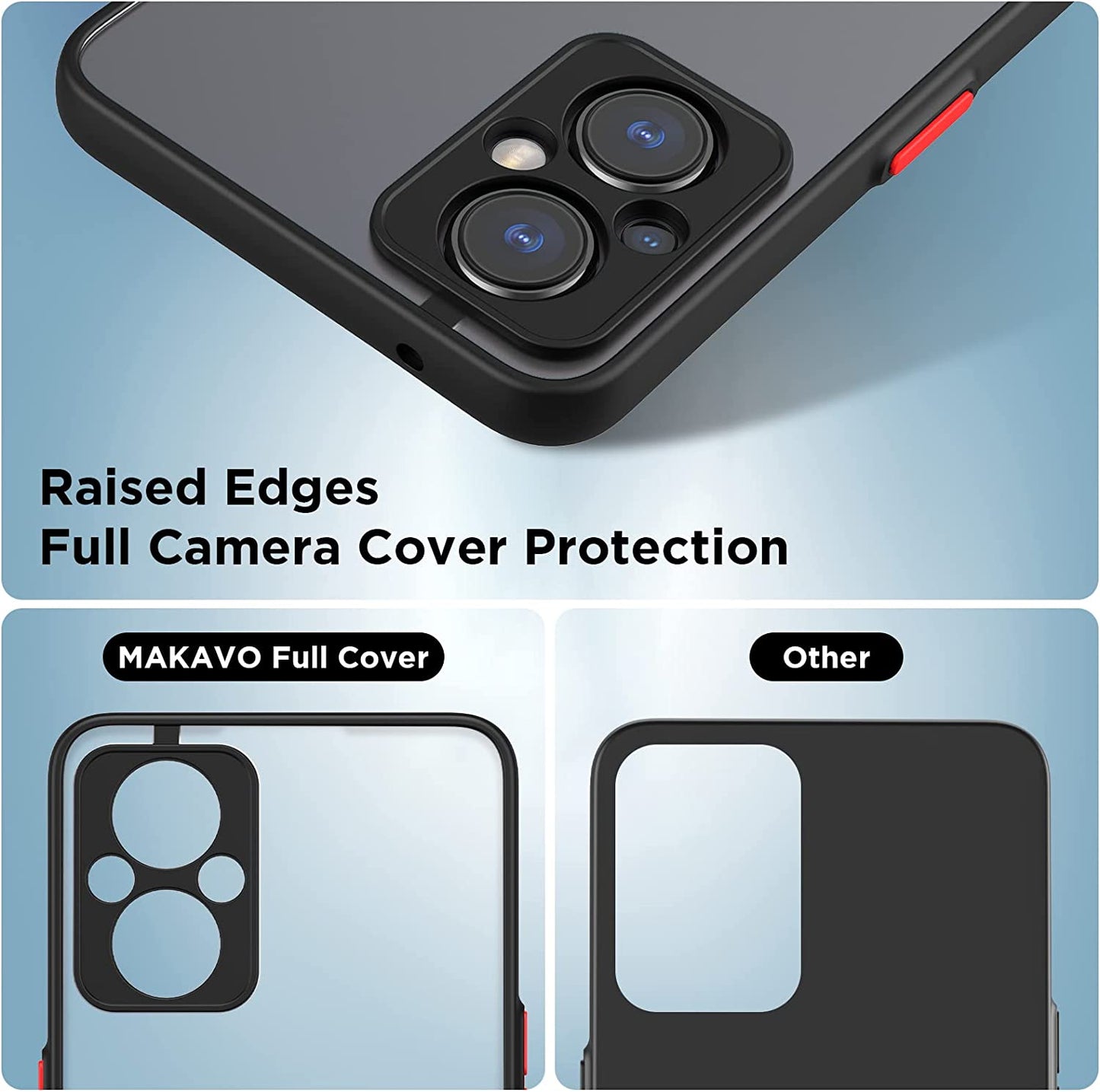 MAKAVO Slim Fit for Oneplus Nord N20 5G Case with Screen Protector [Ultra Thin] [Camera Cover] Full Protection Flexible Bumper Hard Matte PC Back Cover for One plus N20 5G (Black)  MAKAVO   