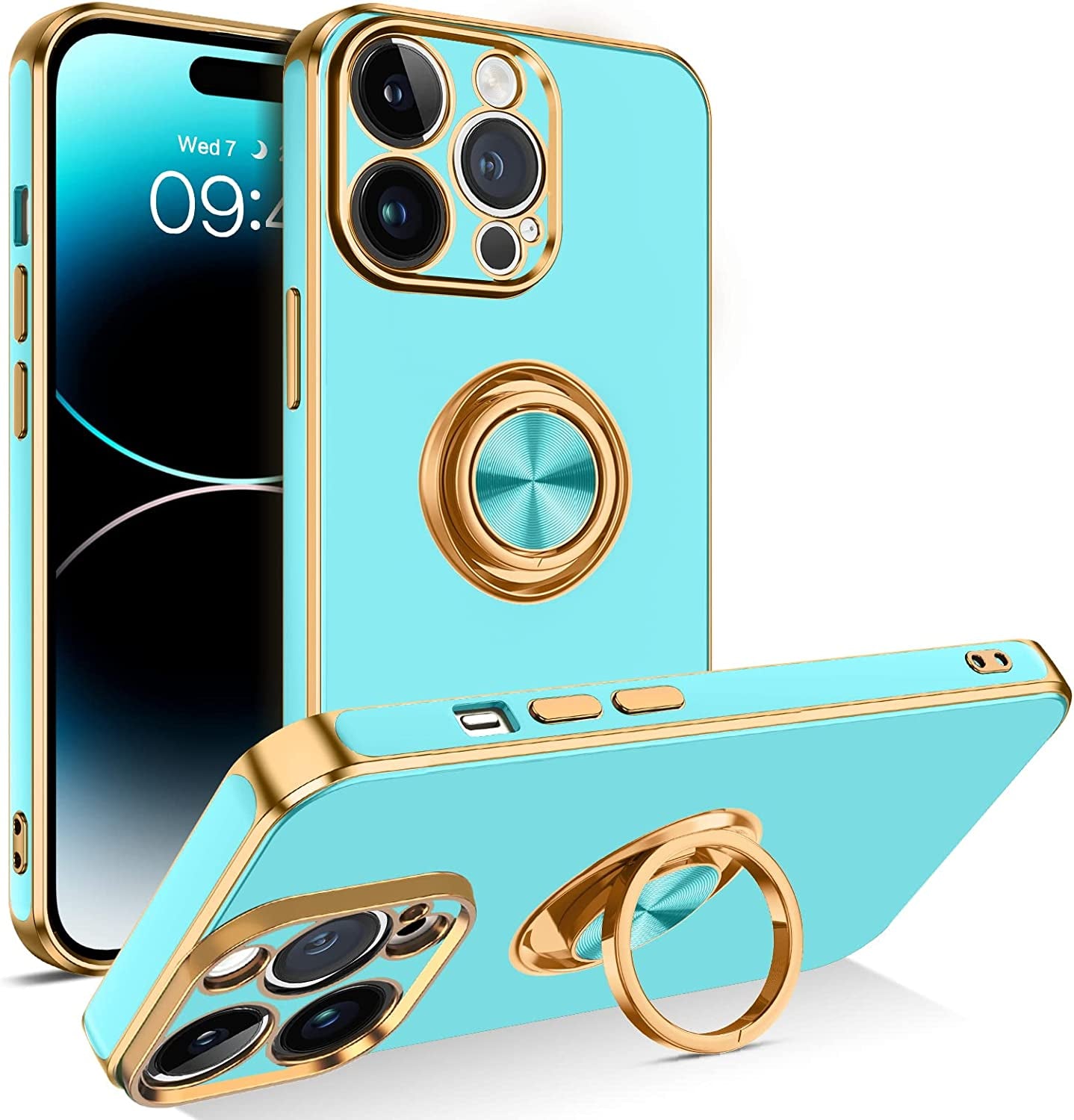 BENTOBEN Iphone 14 Pro Max Case, Slim Lightweight 360° Ring Holder Kickstand Support Car Mount Shockproof Women Men Non-Slip Protective Case for Iphone 14 Pro Max 6.7", Blue  BENTOBEN C977-Sky Blue  