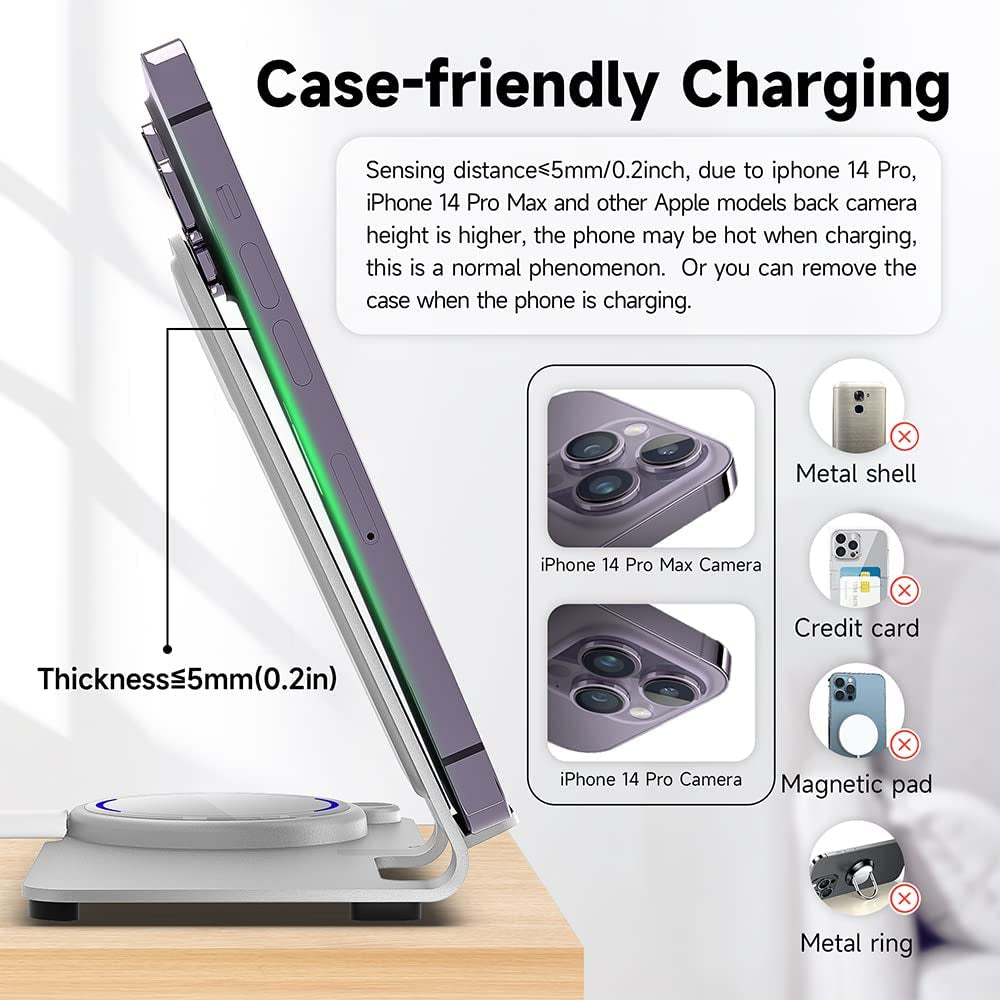 Wireless Charger, Aluminum Alloy 3 in 1 Wireless Charging Station for Apple Iphone/Iwatch/Airpods,Iphone 14,13,12,11 (Pro, Promax)/Xs/Xr/Xs/X/8(Plus),Iwatch8/7/6/Se/5/4/3/2,Airpods 3/2/Pro  XYZ   