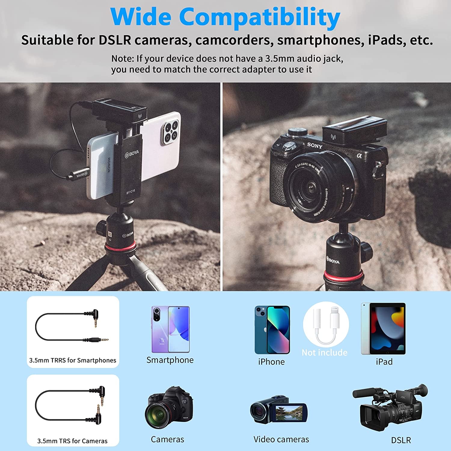 BOYA BY-XM6-S2 Wireless Lavalier Microphone 2.4Ghz Dual Channel Wireless Lapel Microphones for Cameras Phone DSLR Camcorder Mic for Video Recording Youtube Vlogging (2 Transmitters & 1 Receiver)  BOYA   