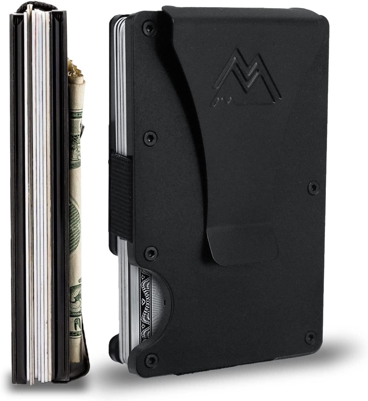Mountain Voyage Minimalist Wallet for Men - Slim RFID Wallet I Army Green Credit Card Holder with Money Clip, Quality Aluminum & Rustproof Metal Finishes, Easily Removable Money & Cards, Mens Wallets  Mountain Voyage Co Matte Black  