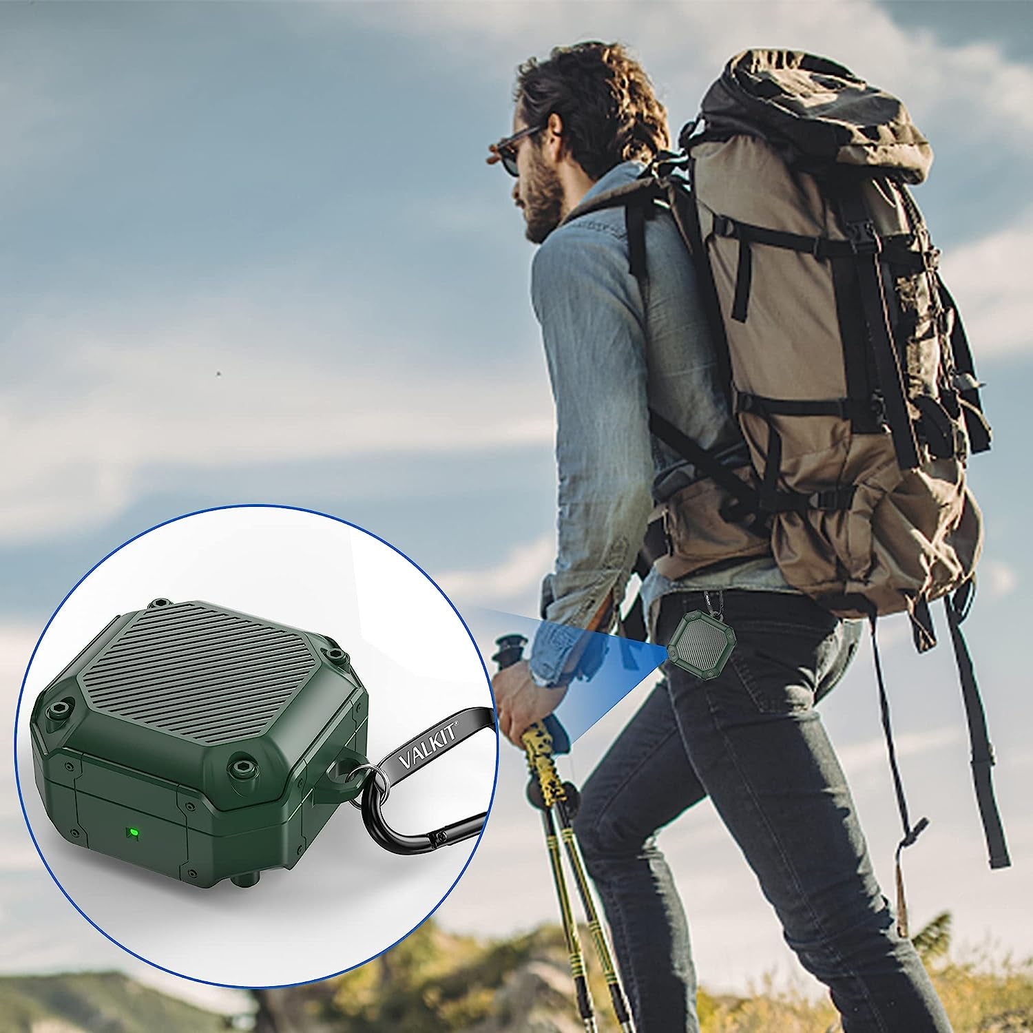 Valkit Compatible Samsung Galaxy Buds 2 Pro Case/Galaxy Buds Pro/2/Live Case Cover, Cool Military Full Body Shockproof Case with Keychain for Men Women Samsung Earbuds Protective Skin, Green  VKT   