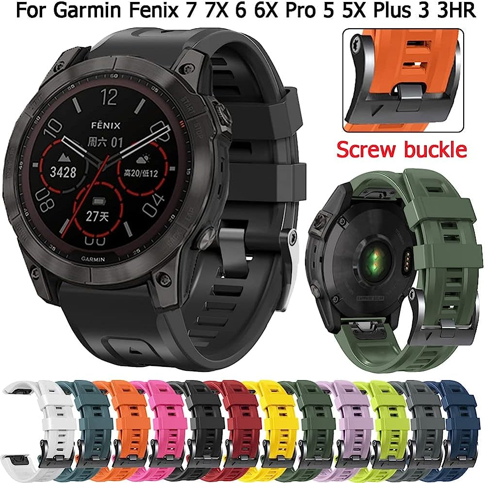 BEFIA 22 26Mm Quick Release Silicone Straps Band for Garmin Fenix 7 7X 6 6X Pro 5 5X plus 3 3HR Official Screw Buckle Smart Wristbands  BEFIA   