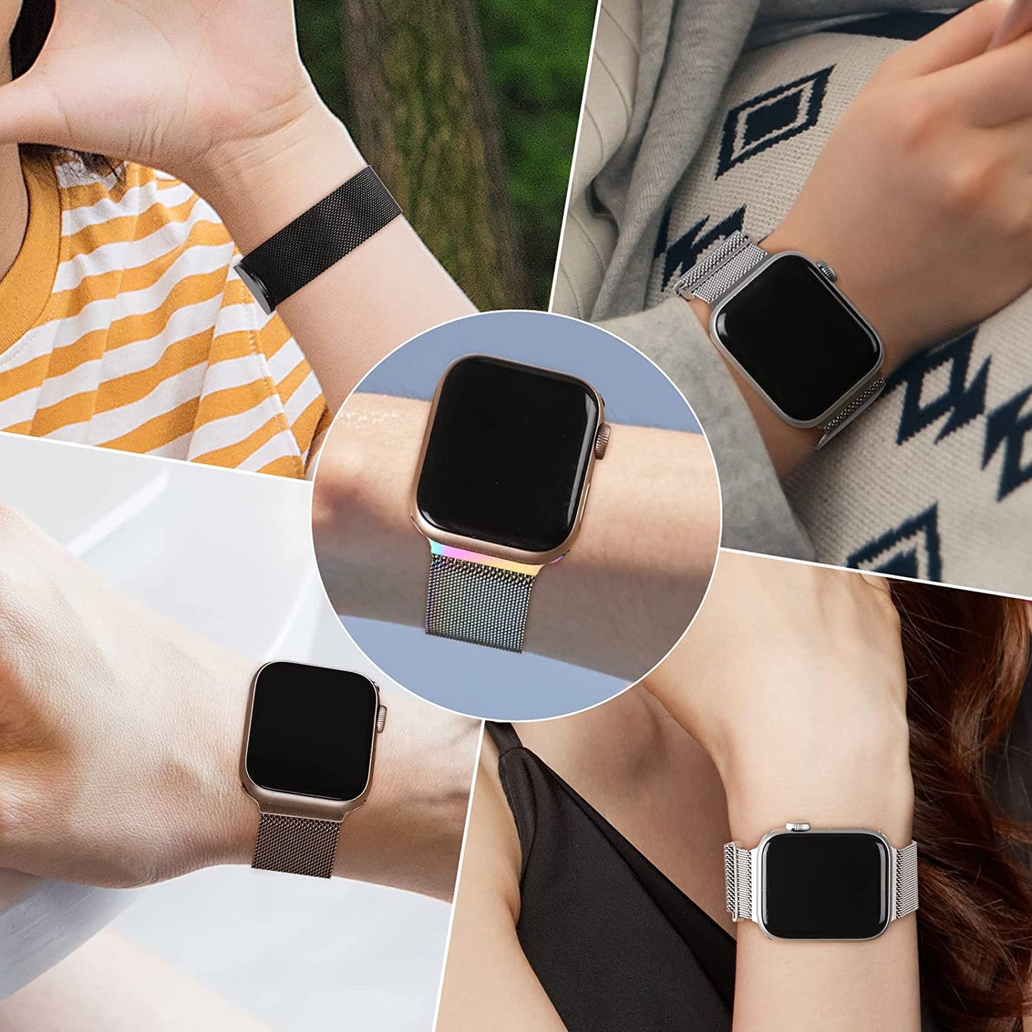 TRA 3 Pack Metal Stainless Steel Bands Compatible with Apple Watch Band 49Mm 45Mm 44Mm 42Mm 41Mm 40Mm 38Mm, Magnetic Mesh Loop Strap Wristband for Iwatch Ultra Series 8/SE/7/6/5/4/3/2/1 Men Women  TRA   