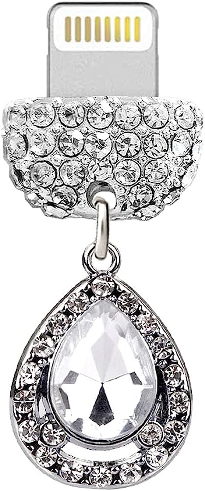 ELISE & FONDA CP449 USB Charging Port Crystal anti Dust Plug Little Water Drop Phone Charm for Iphone 13/12/11/ XS MAX/XR/X/8 Plus/7/6S/8/Se Ipad Ipod (White)  ELISE & FONDA   