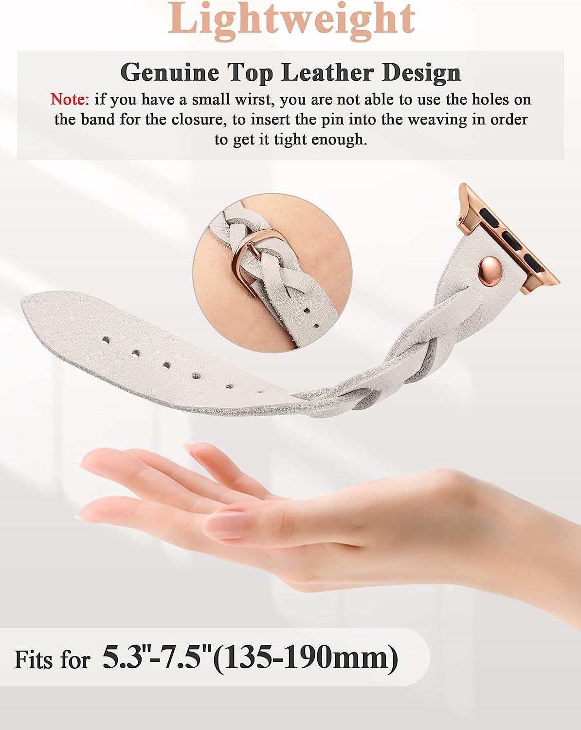 Moolia Braided Leather Strap Compatible with Apple Watch Band 38Mm 40Mm 41Mm 42Mm 44Mm 45Mm 49Mm Women Vintage Thin Replacement Strap Bracelet for Iwatch Series 8/7/6/5/4/3/2/1/SE  Moolia   