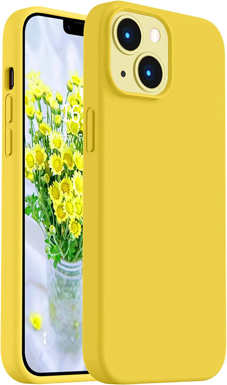Vooii Compatible with Iphone 14 Case,[Silky Touch Premium Liquid Silicone] [Soft Anti-Scratch Microfiber Lining], Ultra Slim Shockproof Protective Case for Iphone 14 - Blue  Vooii Yellow  