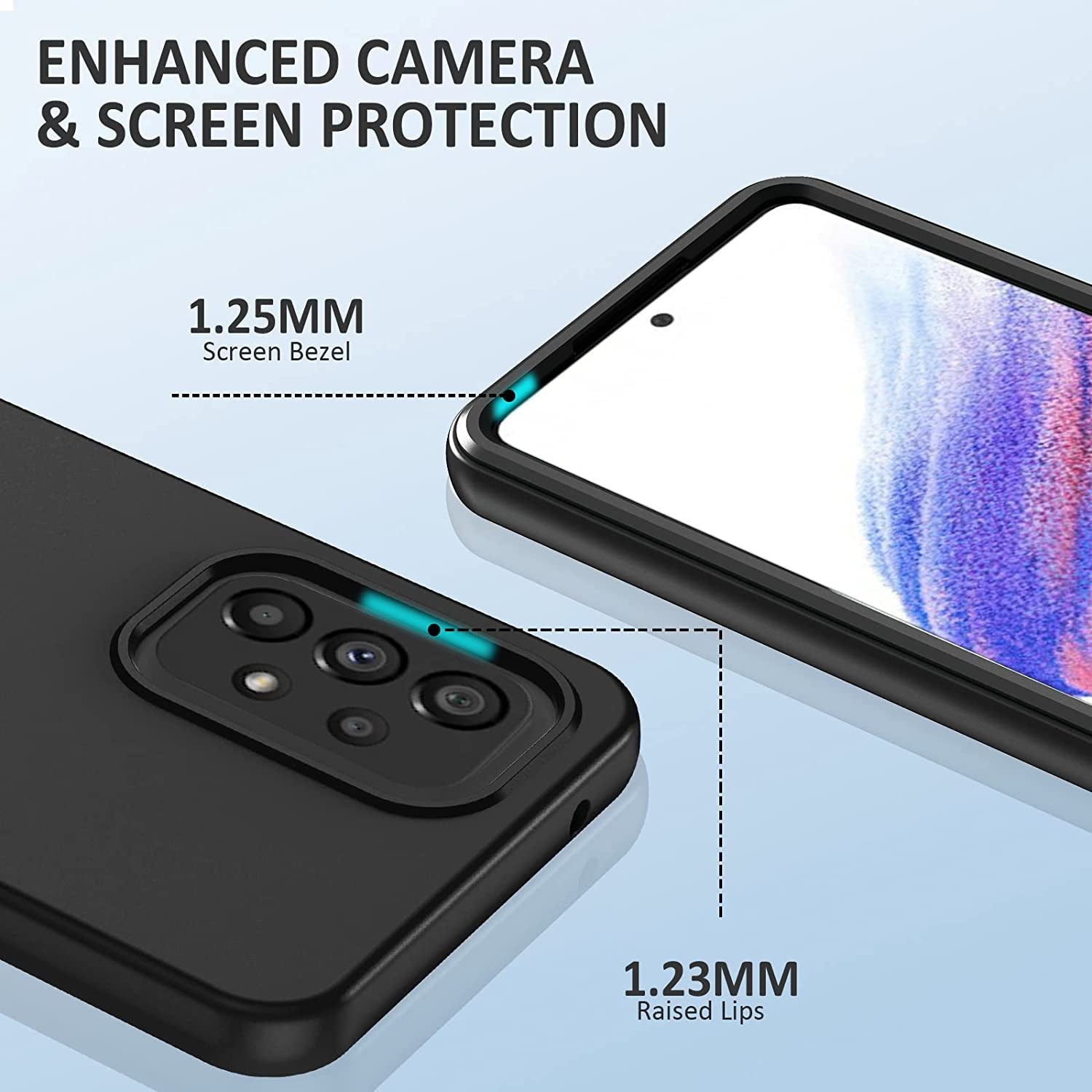 PUJUE for Samsung Galaxy A53 5G Case: Shockproof Protective Phone Cases - Soft Silicone TPU Slim Cell Shell - Cute Durable Rugged Matte Phone Covers (Black)  PUJUE   