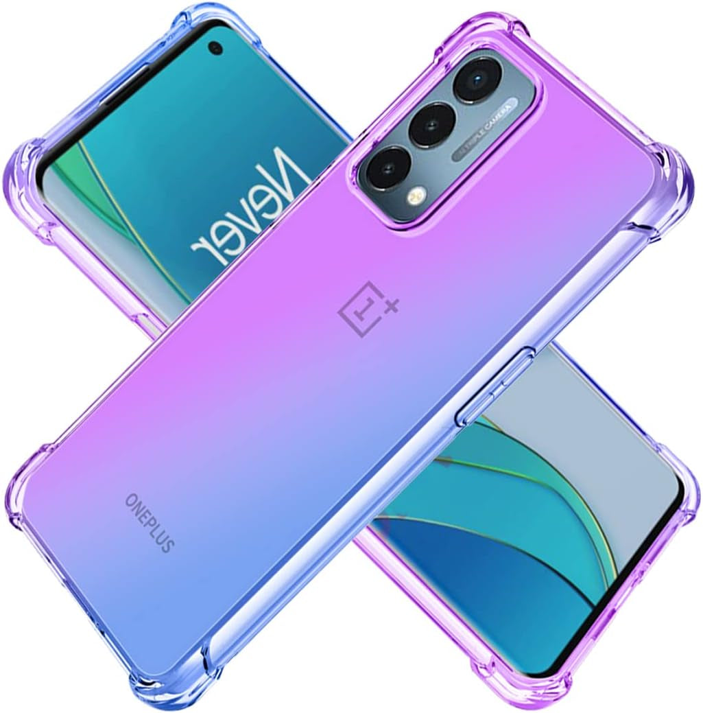 KOARWVC Case for Oneplus Nord N200 5G Case, Oneplus N200 DE2117 Case, Crystal Clear Case Gradient Slim anti Scratch TPU Shockproof Protective Phone Cases Cover for Oneplus Nord N200 5G (Pink/Gold)  KOARWVC Purple/Blue  