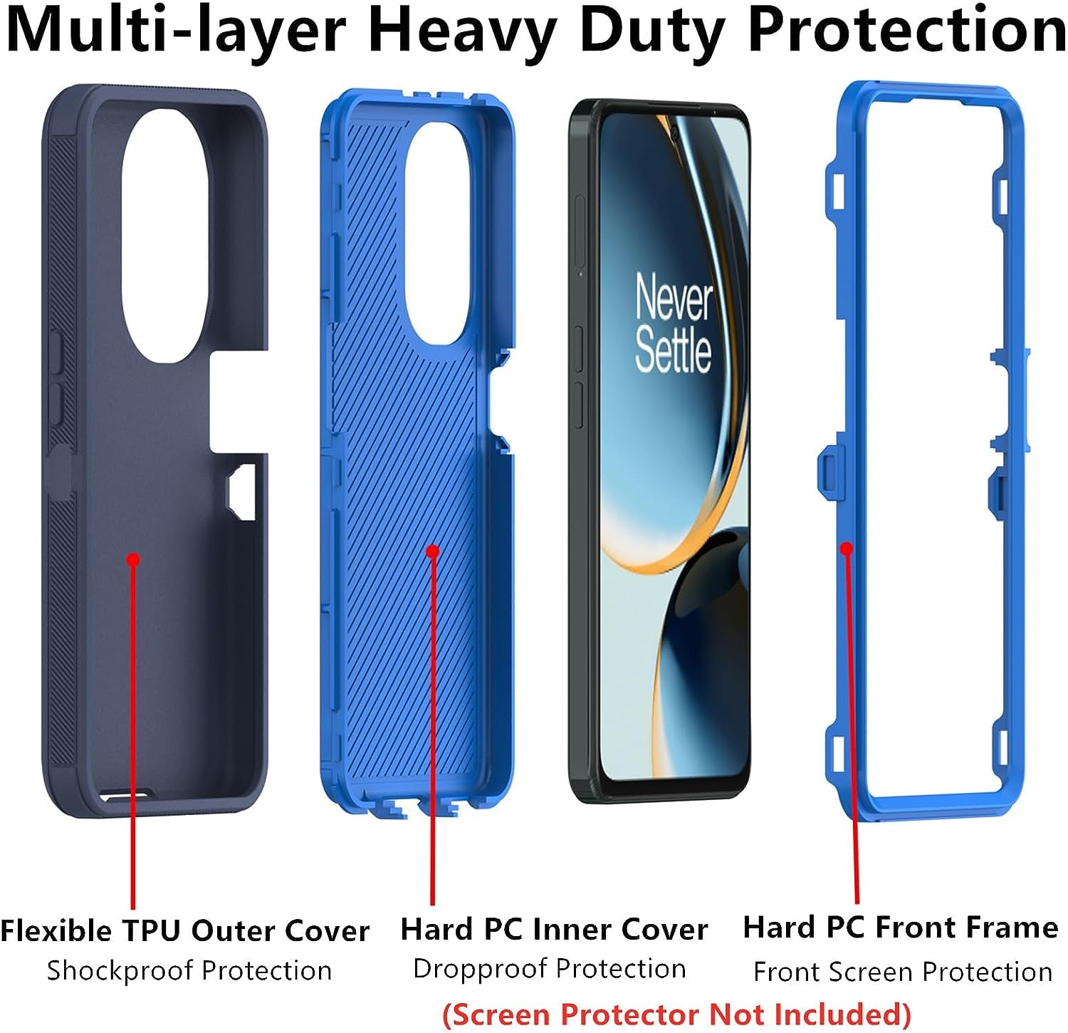 AZSXLG for Oneplus Nord N30 5G Case, Defender Case Heavy Duty Shockproof Dustproof 3 in 1 Rugged Protective Phone Cover for Oneplus Nord N30 (Blue)  AZSXLG   