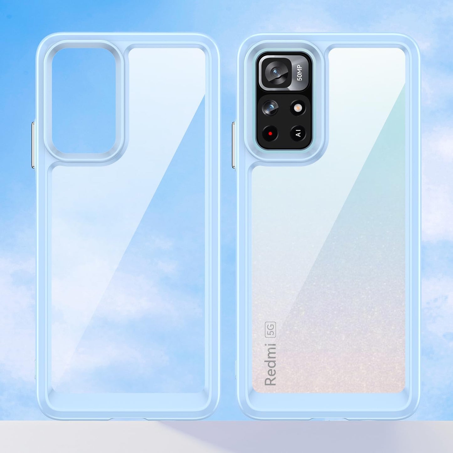 DFTCVBN Phone Case for Poco M4 Pro 5G/Redmi Note 11T 5G/Redmi Note 11S 5G Case with Screen Protector, Soft Bumper with Clear Crystal PC Hard Back Shockproof Cover Cases for Xiaomi Poco M4 Pro 5G Blue  DFTCVBN   
