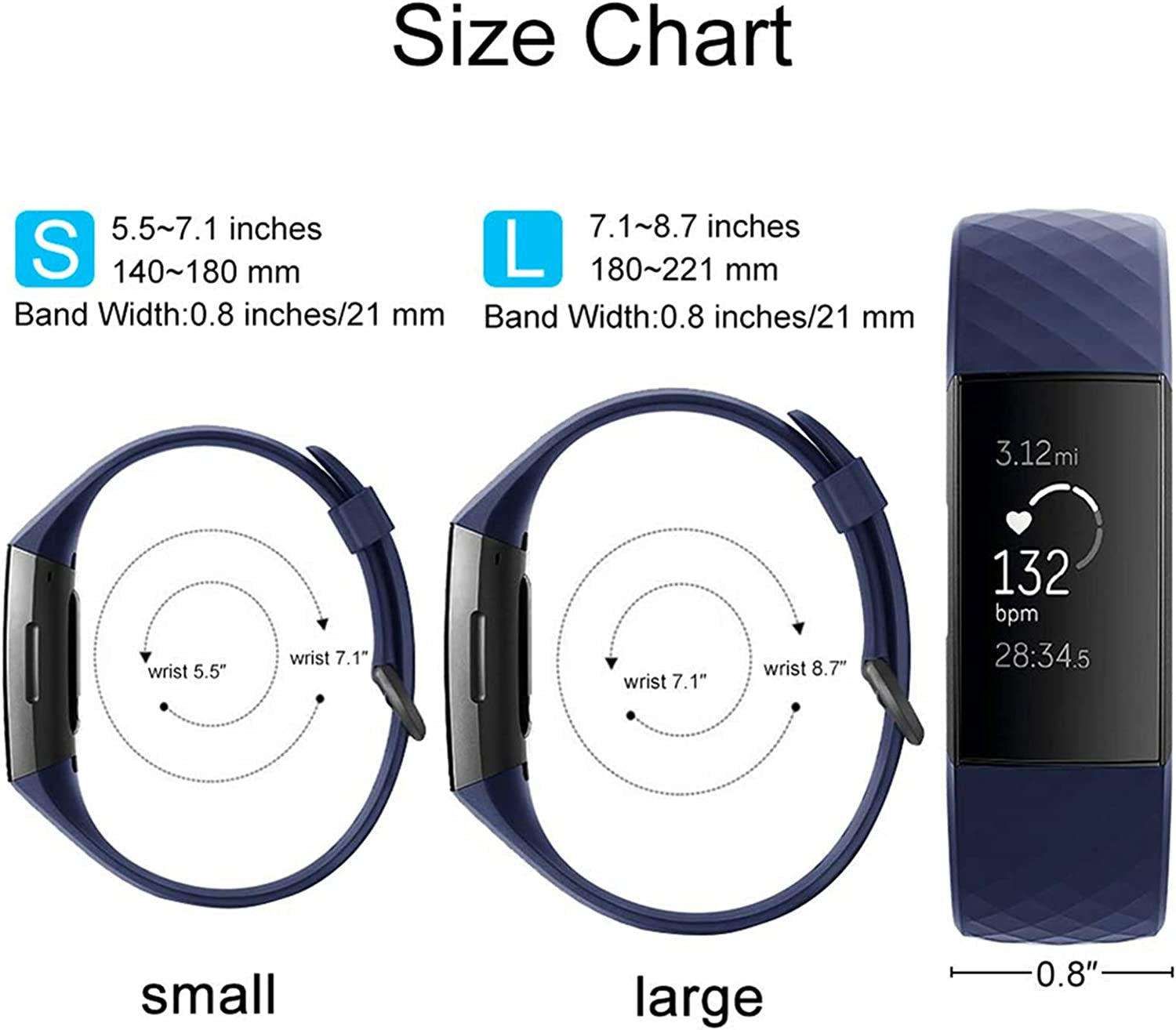 3 Pack Silicone Bands for Fitbit Charge 4/ Fitbit Charge 3/ Charge3 Se,Silicone Fitness Sport Wristbands for Women Men Small Large  Cone   