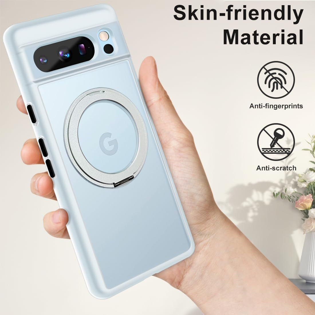 MALEWOLF for Google Pixel 8 Pro Magnetic Case Compatible with Magsafe [Invisible Kickstand] Shockproof Anti-Fingerprint Matte Translucent Cover Protective Phone Case for Pixel 8 Pro 5G (Frosted Clear)  MALEWOLF   