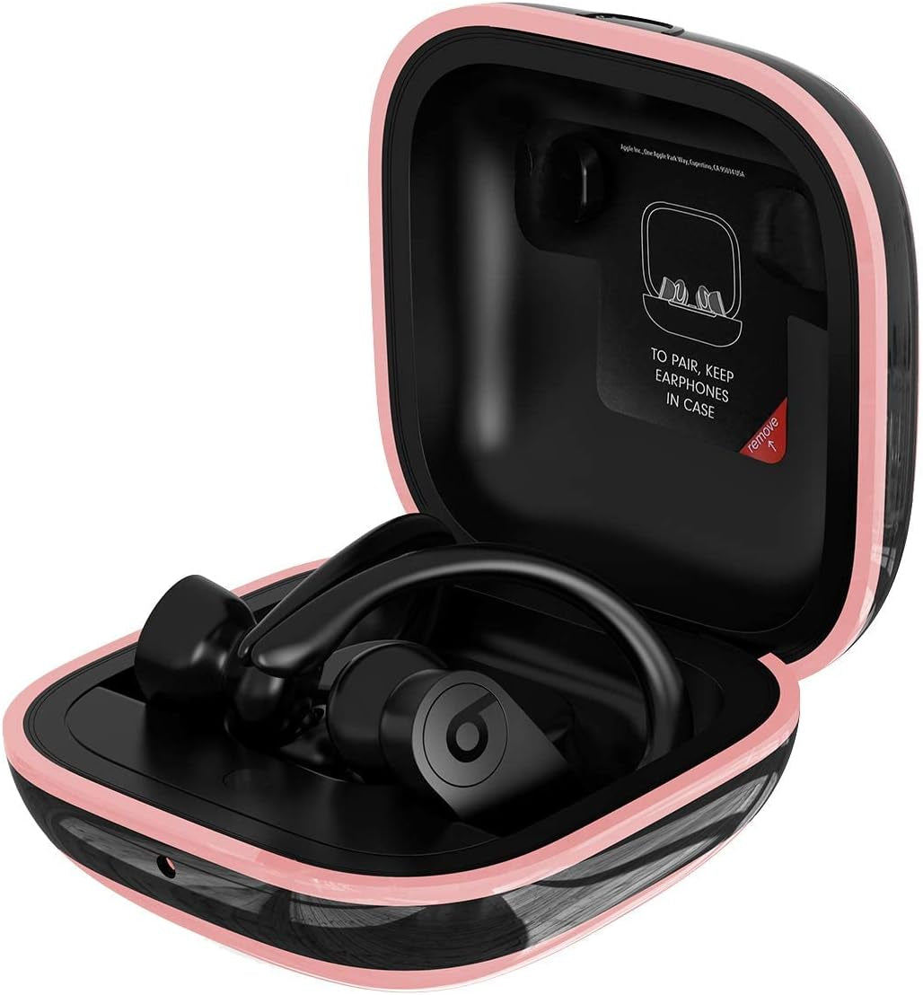 Compatible with Powerbeats Pro Case Cover, Anti-Lost and Shock-Proof Easy-To-Carry Durable Silicone Protective Case Skin for 2019 Latest Beats Powerbeats Pro (Burgundy)  meiyasy Black Edge-Pink Black Edge 