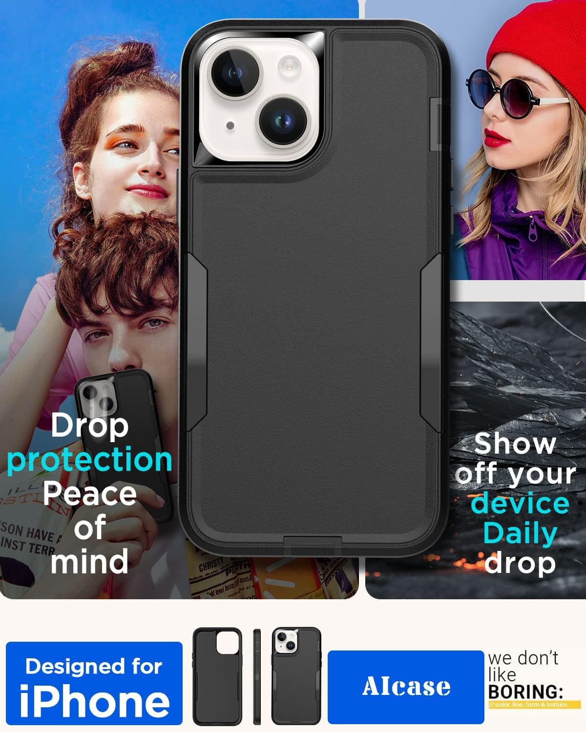 Aicase Magnetic Case for Iphone 14 Plus,Support Magnetic Car Mount Heavy Duty 2-Layer Pocket-Friendly Durable Military Grade Protection Shockproof/Dropproof Protective Cover for Iphone 14 plus 6.7"_1  AICase   