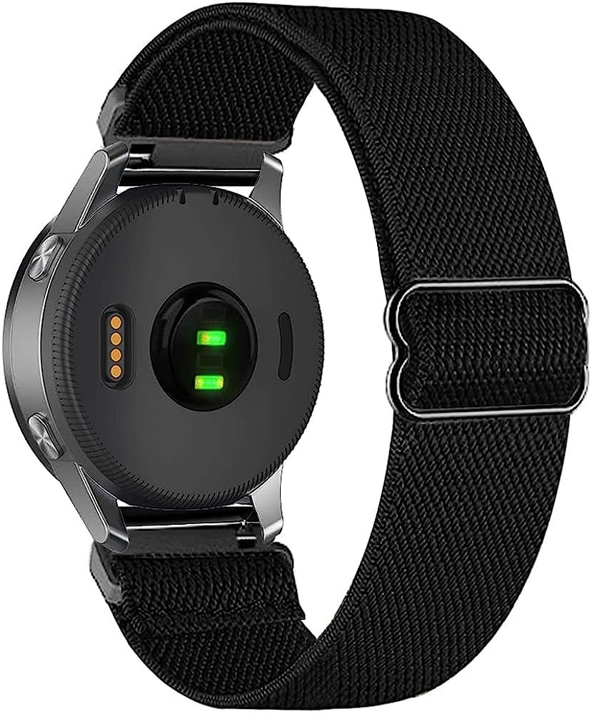 Krudary Elastic Bands Compatible with 18Mm Garmin Vivoactive 4S / Vivomove 3S/ Venu 2S , Soft Stretch Nylon Loop Bracelet Watch Strap Replacement Watchband for Garmin Forerunner 255S/255S Music  Krudary New Black  