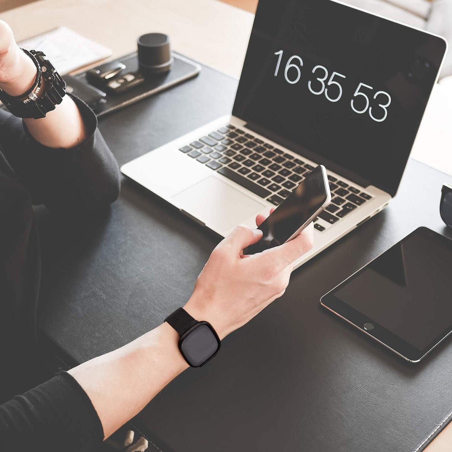 YILED Metal Bands Compatible with Fitbit Versa 3/Versa 4/Fitbit Sense/Sense 2 for Women Men, Stainless Steel Mesh Breathable Wristband Strap with Adjustable Magnet Lock  YILED   