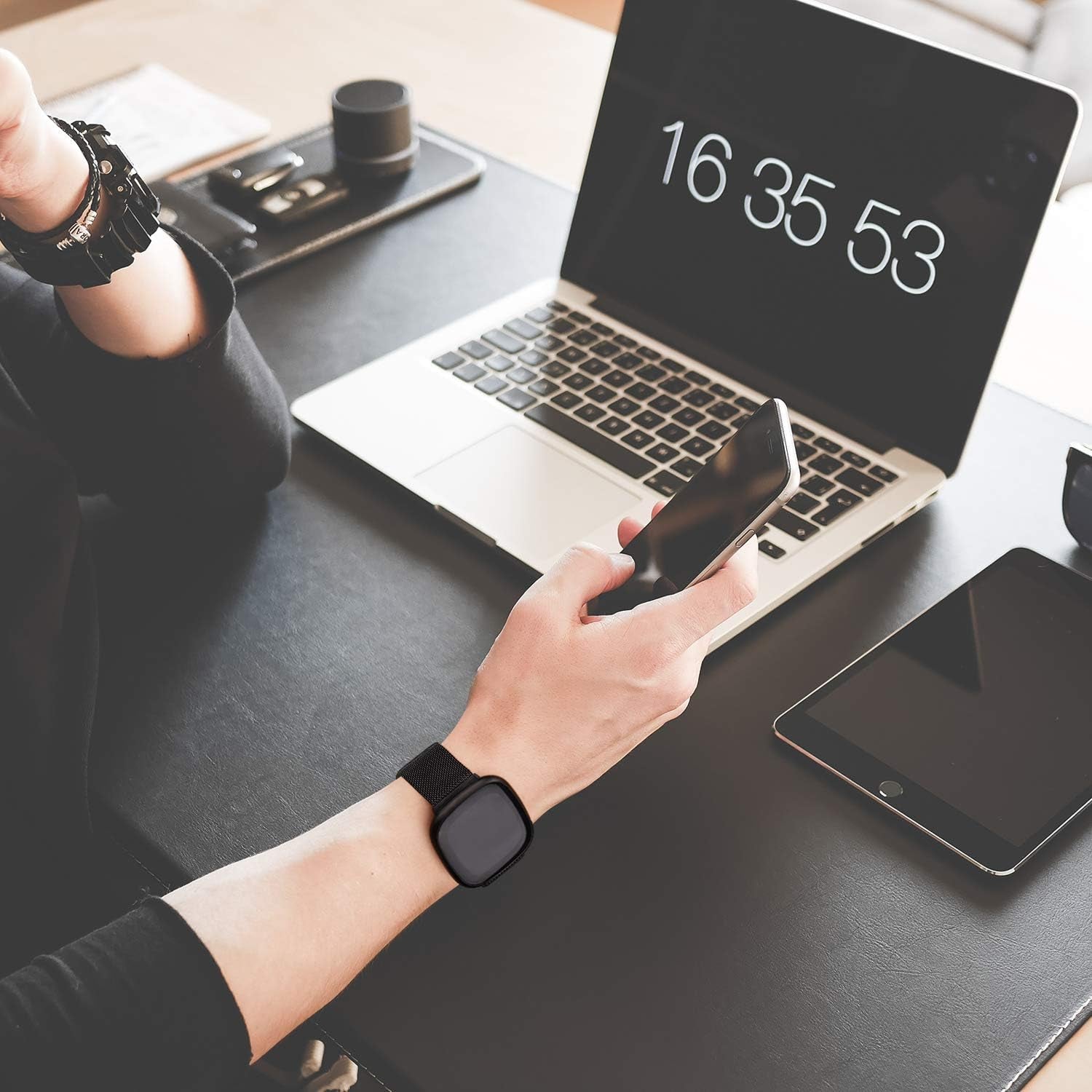 YILED Metal Bands Compatible with Fitbit Versa 3/Versa 4/Fitbit Sense/Sense 2 for Women Men, Stainless Steel Mesh Breathable Wristband Strap with Adjustable Magnet Lock  YILED   