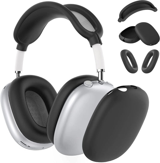 Silicone Case Cover for Airpods Max Headphones, Anti-Scratch Ear Pad Case Cover/Ear Cups Cover/Headband Cover for Airpods Max, Accessories Soft Silicone Skin Protector for Apple Airpods Max (Black)  PonKet   