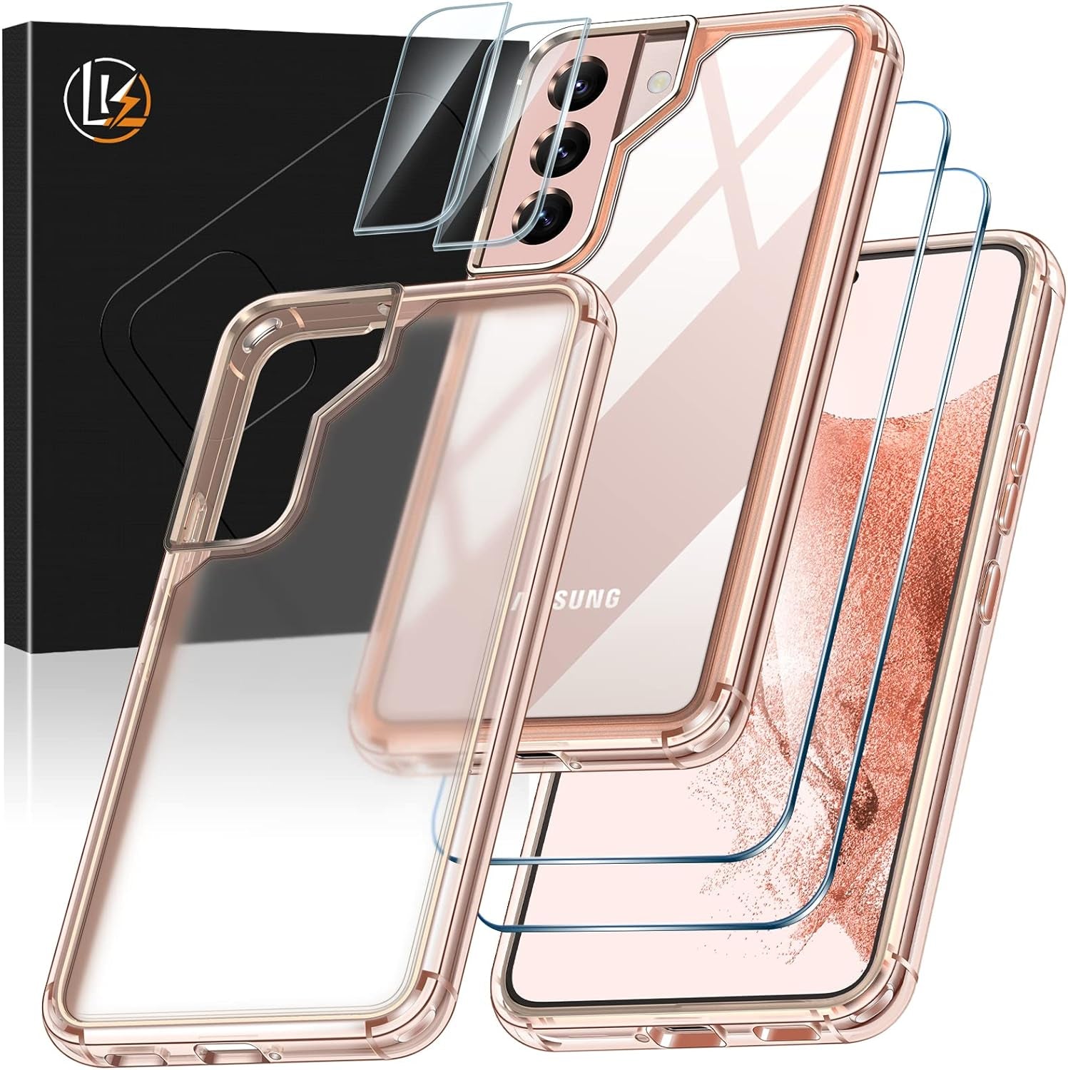 LK for Samsung Galaxy A13 5G Case, Galaxy A13 5G Case with Screen Protector, Dual Layer Heavy Duty Tough Rugged Shockproof Protective Phone Case for Samsung A13 5G, Black  LK Rose Gold Galaxy S22 