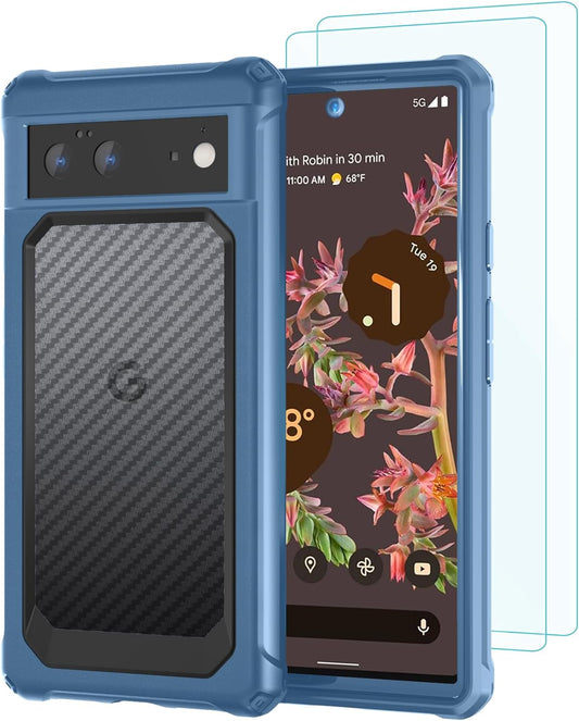 SUPBEC Google Pixel 6 Case with Tempered Glass Screen Protector [X2], [10 FT Military Grade Drop Protection] Non-Slip Heavy Duty Shockproof Protective Phone Case for Google Pixel 6, 6.4", Blue  SUPBEC   