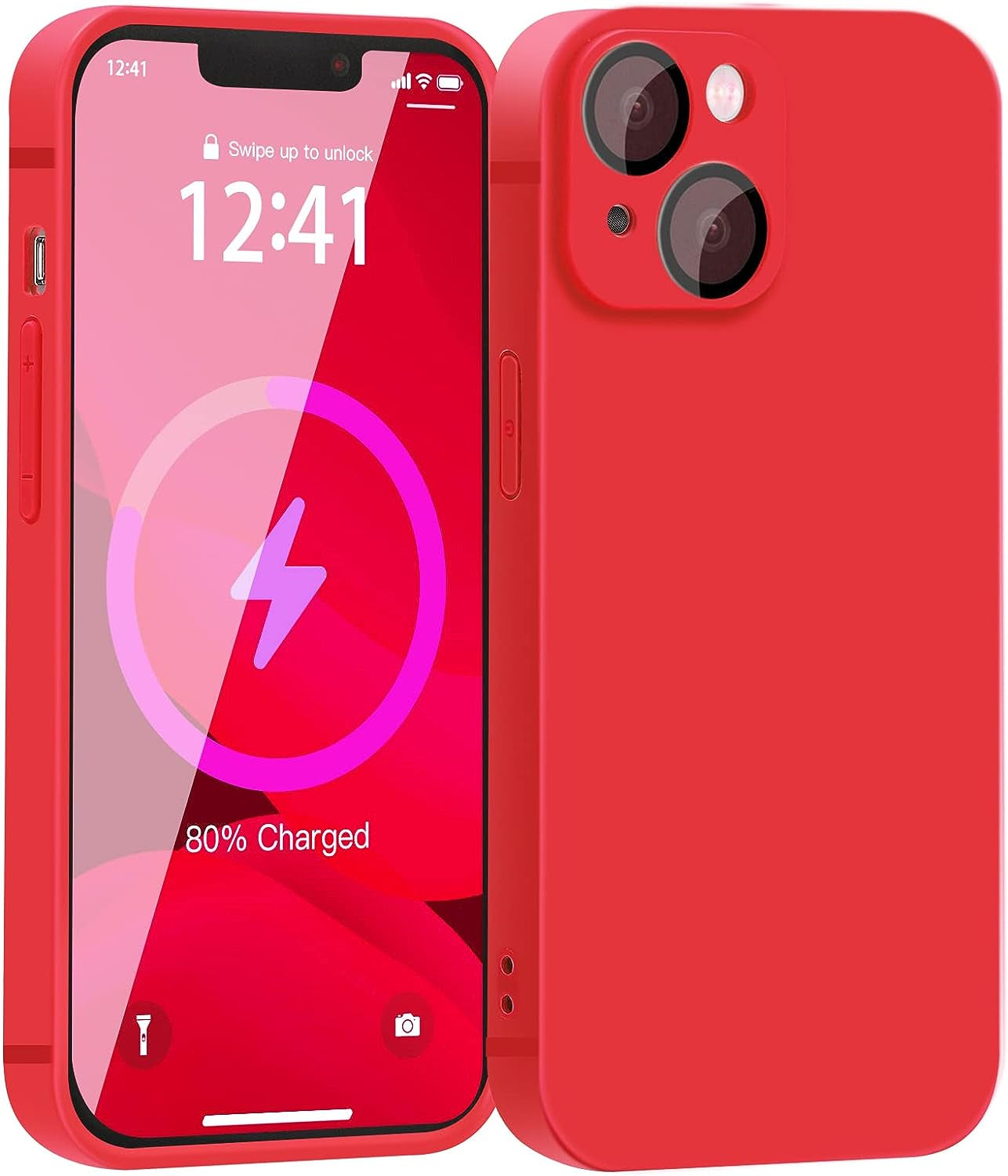 YZR Silicone Case Compatible with Iphone 13 Case (6.1 Inch 2021), with Camera Protection, Liquid Silicone Phone Case (Khaki)  YZR Red  