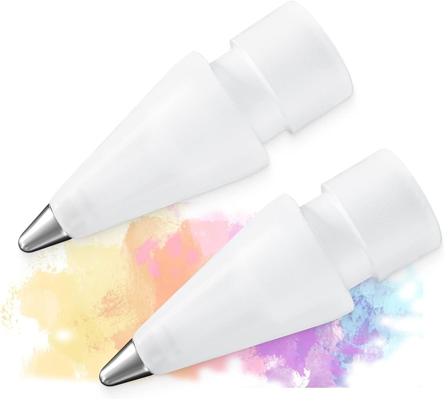 Realistic Pen like Fine Point Pencil Tips Compatible with Apple Pencil 2Nd 1St Generation,2 Pack Fine Tips Paperfeel Ipad Pro Pen 1St 2 Gen Replacement Nibs Fits for Artists,Note-Takers ,White  REEYEAR   