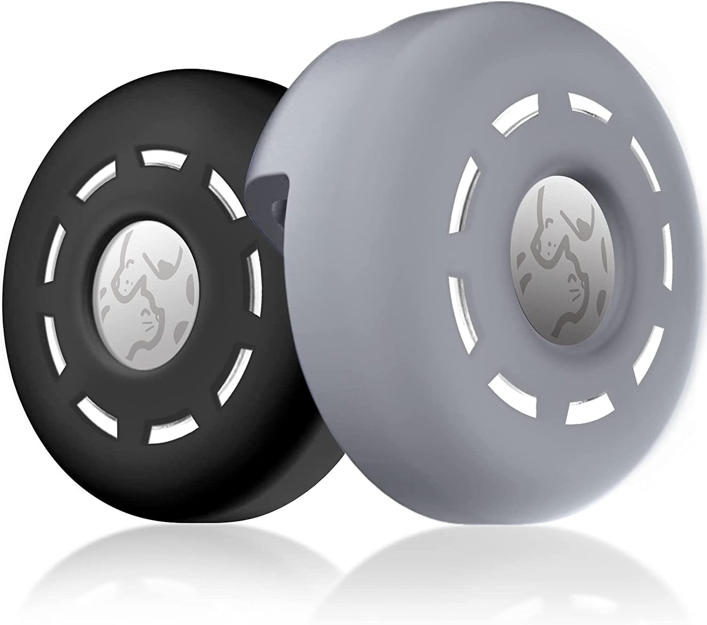 Petrudder Airtag Dog Collar Holder, [2 Pack] Silicone Cat Collar Case for Apple Airtag, Durable Anti-Lost Airtag Holder Compatable with Pet Collars (C Pink+Purple)  Petrudder I BLACK+GREY  