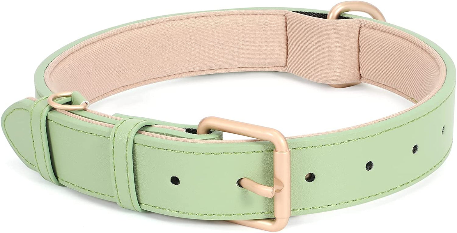 WHIPPY Airtag Leather Dog Collar GPS Tracker Air Tag Puppy Collar Adjustable Soft Leather Padded Dog Collar with Airtag Holder Case for Small Medium Large Dog Pet Backpack,Pink,M  WHIPPY F-green L:Neck 20"-23",Width1.18" 