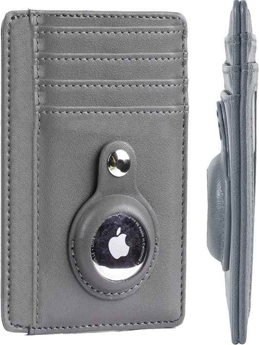 Soh-Nue Airtag Wallet for Men Slim Credit Card Wallet with Airtag Slot Slim Smart Wallet Minimalist Front Pocket Wallet Built-In Case Holder (Grey)  Soh-Nue   
