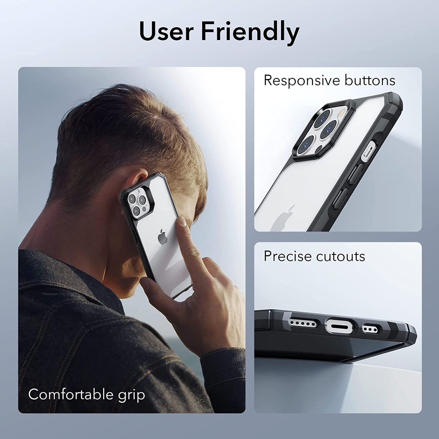 ESR for Iphone 14 Pro Case, Military-Grade Protection, Shockproof Air-Guard Corners, Yellowing-Resistant Acrylic Back, Phone Case for Iphone 14 Pro, Air Armor Case, Clear Black  Electronic Silk Road Corp   