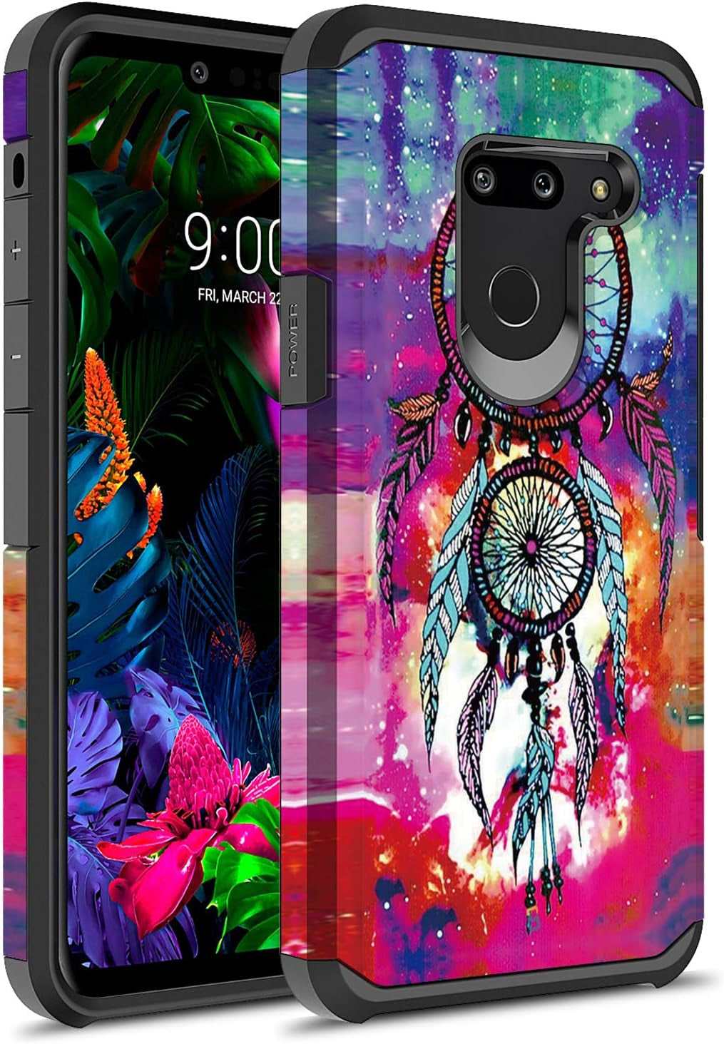 Rosebono Compatible with LG G8 Thinq Case, Slim Hybrid Dual Layer Shockproof Hard Cover Graphic Cover Armor Case for LG G8 Thinq (Dream Catcher)  Rosebono Fashion   
