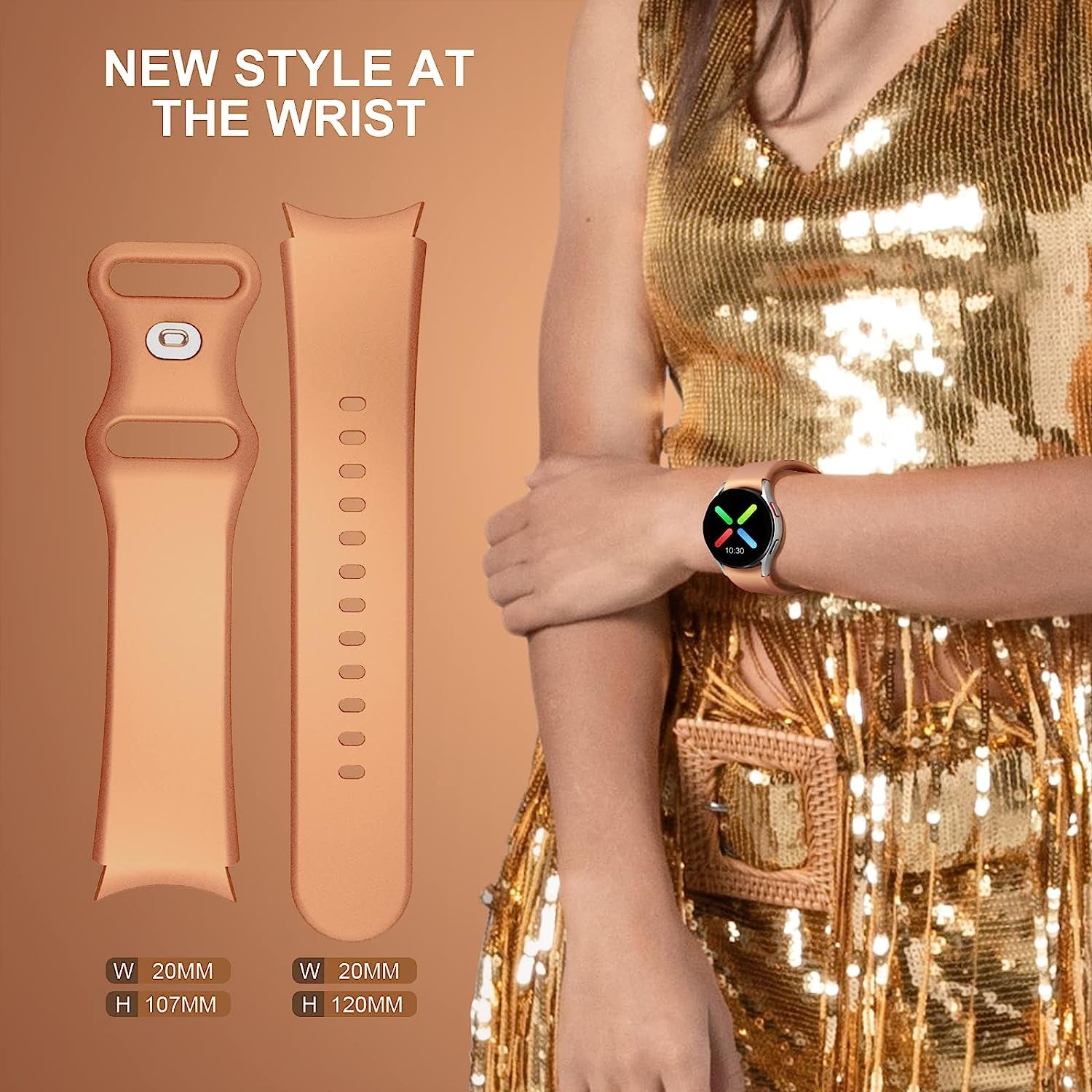 12 Pack Gapless Bands Compatible for Samsung Galaxy Watch 4 / Watch 5 Band 40Mm 44Mm / Galaxy Watch 5 Pro 45Mm/ Classic 4 46Mm 42Mm,Rose Gold Silver Silicone Replacement Wristbands Strap for Women Men  Areziir   