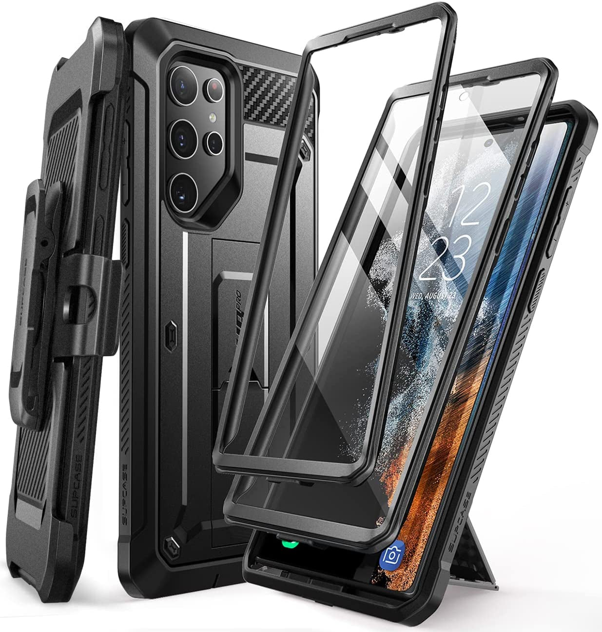 SUPCASE Unicorn Beetle Pro Case for Samsung Galaxy S22 Ultra 5G (2022 Release), [Extra Front Frame] Full-Body Dual Layer Rugged Belt-Clip & Kickstand Case with Built-In Screen Protector (Black)  SUPCASE   