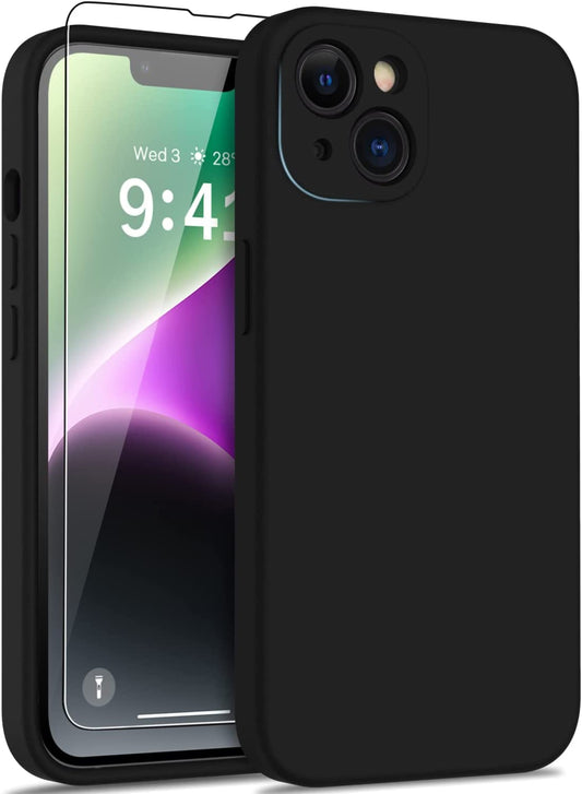 DEENAKIN Iphone 14 Case with Screen Protector,Enhanced Camera Cover,Passing 16Ft Drop Tested Soft Silicone Gel Rubber,Slim Fit Protective Phone Case for Iphone 14 6.1" Black  DEENAKIN Black  