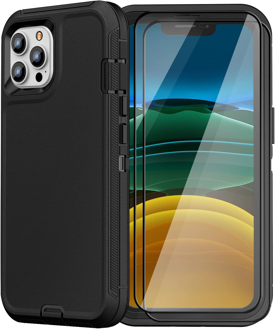 FEIYAR HOME Design for Iphone 11 Pro Max Case with 2 X Tempered Glass Screen Protector, Military Grade Full Body Drop Protective Shockproof Heavy Duty Case for Iphone 11 Pro Max 6.5 Inch (Black)  FEIYAR HOME   