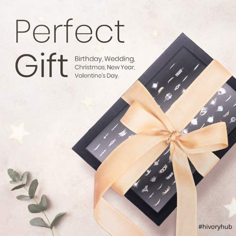 Ring Organizer Box with Transparent Lid ~ Ring Holder Showcase for Store Display, Jewelry Show & Home ~ Jewelry Tray Organizer for Rings, Studs & Earrings (Black)  Hivory   