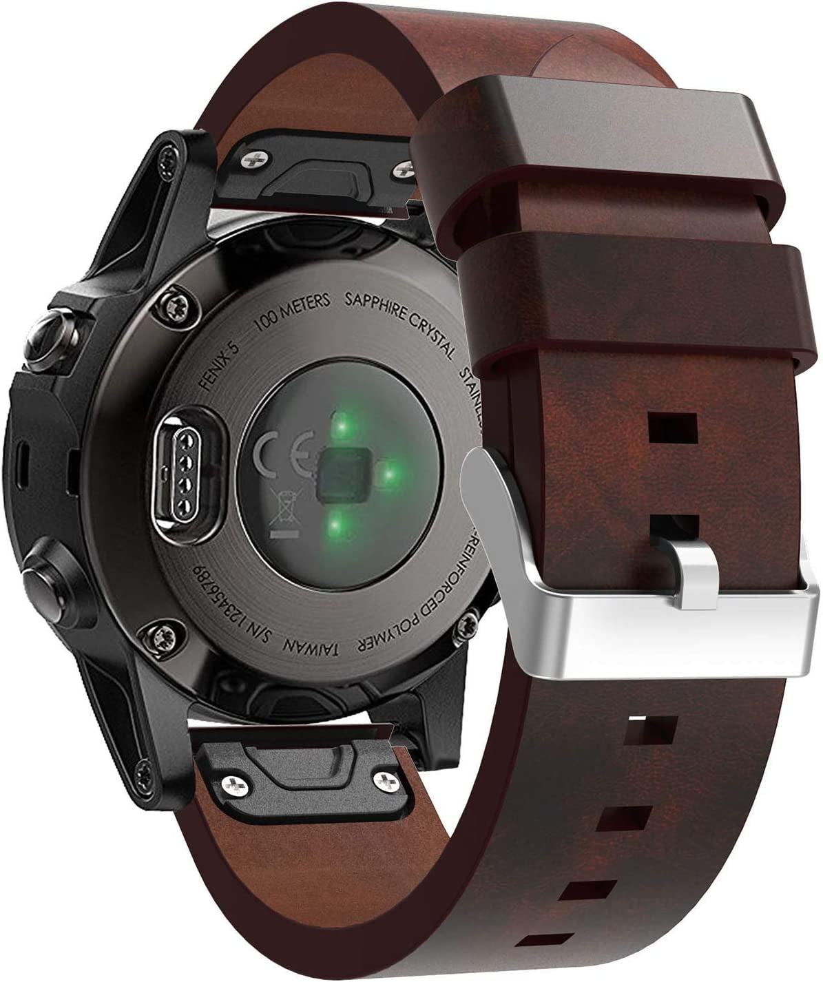 Compatible with Garmin Forerunner 945 Watch Band, Fenix 5 plus Leather Bands, 22Mm Quickfit Replacement Accessory Band Straps Bracelet Fit for Garmin Instinct, Aproach S60  XHNee   