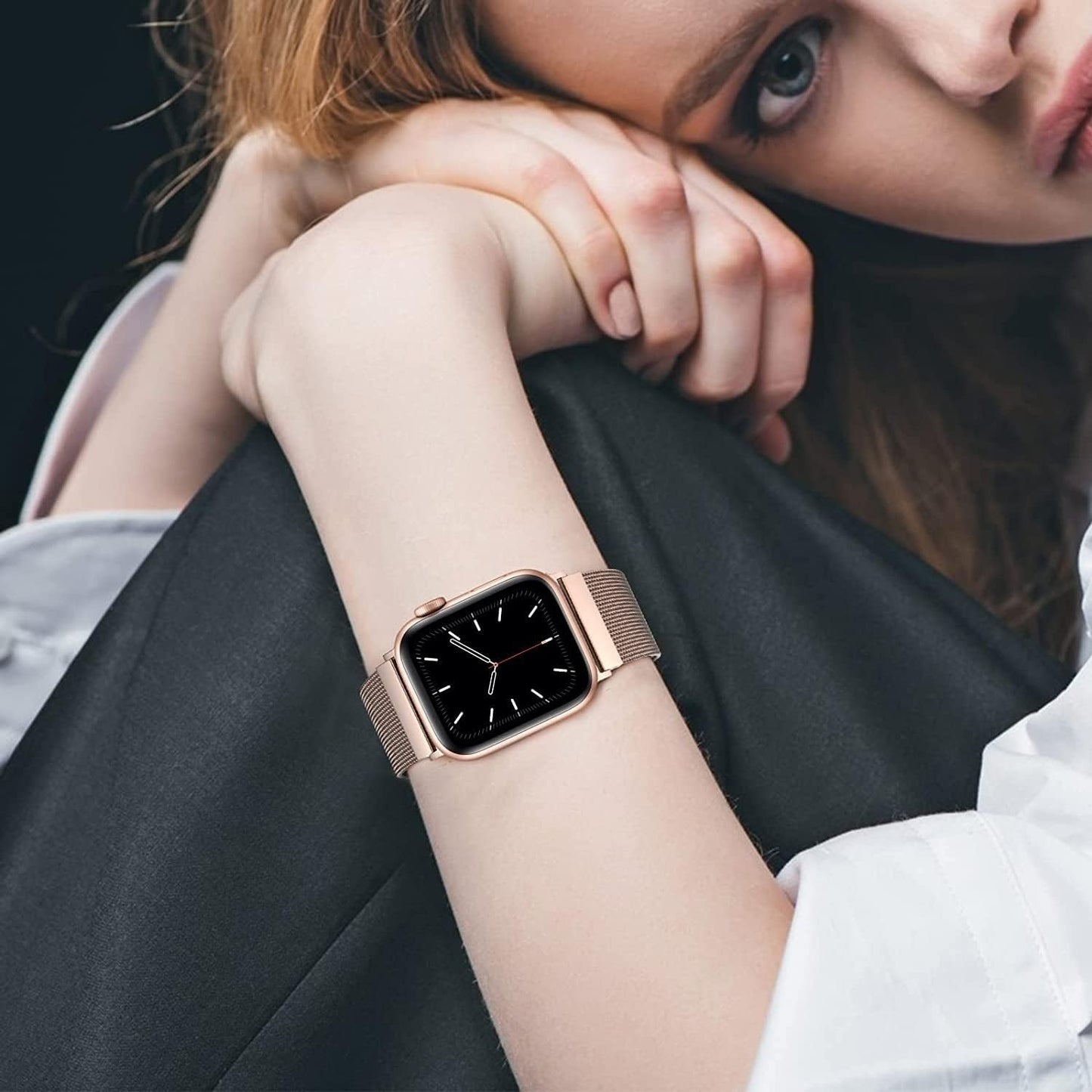 Junghoo Compatible with Apple Watch Bands 38Mm 40Mm 41Mm 42Mm 44Mm 45Mm Women Men, Stainless Steel Mesh Loop Magnetic Clasp Replacement for Iwatch Band Series SE 7 6 5 4 3 2 1.  JungHoo   