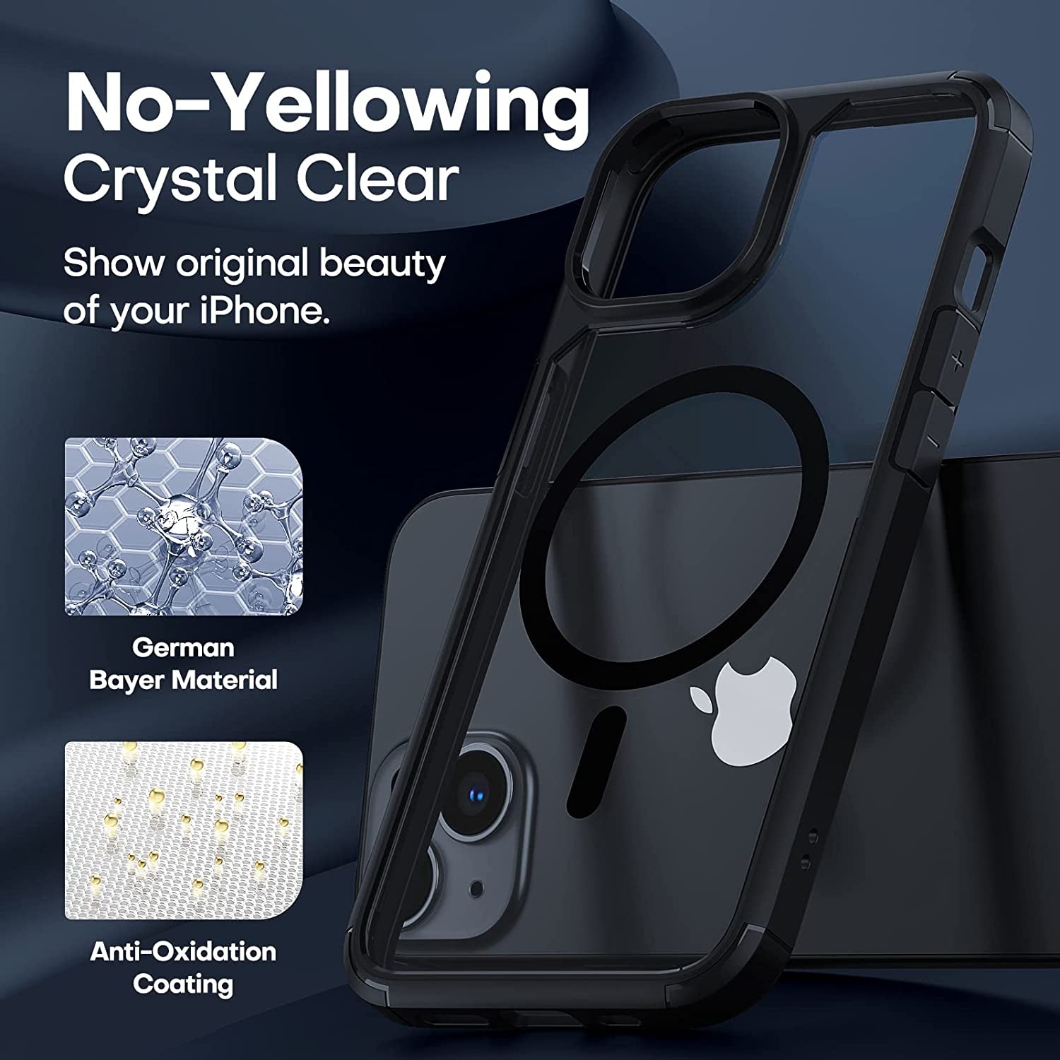 TAURI 5-In-1 Magnetic Designed for Iphone 14 Case for Iphone 13 Case, [Compatible with Magsafe] with 2 Screen Protector +2 Camera Lens Protector, Shockproof Phone Case for Iphone 13/14, Black  TAURI   