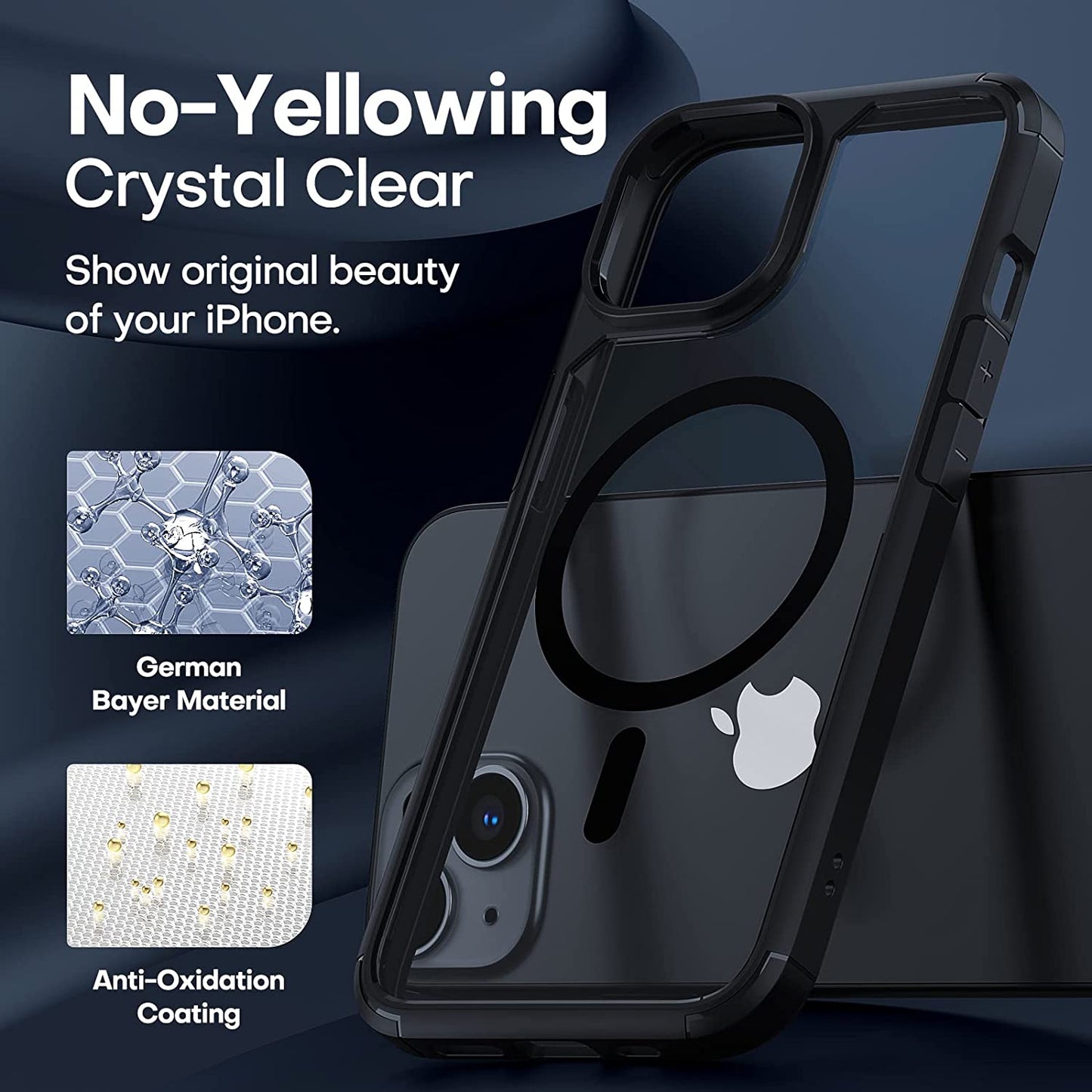 TAURI 5-In-1 Magnetic Designed for Iphone 14 Case for Iphone 13 Case, [Compatible with Magsafe] with 2 Screen Protector +2 Camera Lens Protector, Shockproof Phone Case for Iphone 13/14, Black  TAURI   