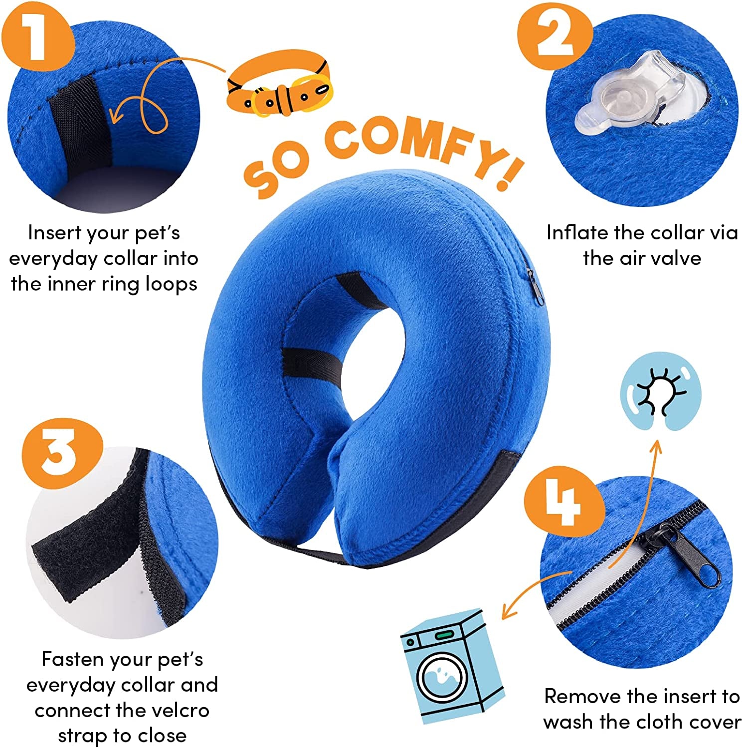 BENCMATE Protective Inflatable Collar for Dogs and Cats - Soft Pet Recovery Collar Does Not Block Vision E-Collar (Medium, Blue)  BENCMATE   
