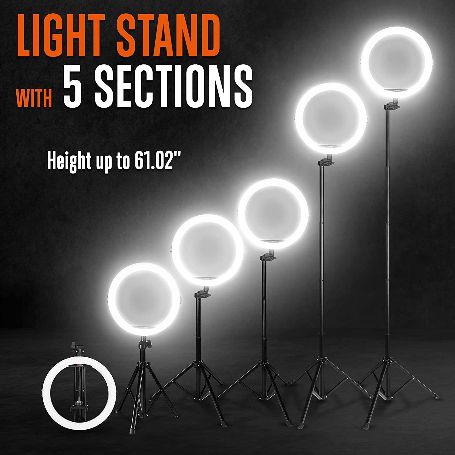 SQUATZ 11’’ LED 12W Selfie Ring Light R11 with Wired Control, Tripod Stand with 5 Sections, Phone Holder, Adjustable Brightness Levels for Influencers, Youtube, Trainers, and Streaming.  Sound Around   