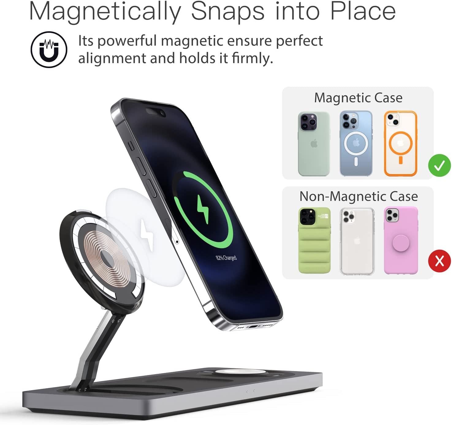 Wireless Charger,3 in 1 Faster Mag-Safe Wireless Charging Station,Wireless Charging Pad for Iphone 14,13,12 Pro Max/Pro/Mini/Plus, Apple Watch Ultra 8/7/SE/6/5/4/3/2/1, Airpods Pro/2/3(Black)  PETINO   