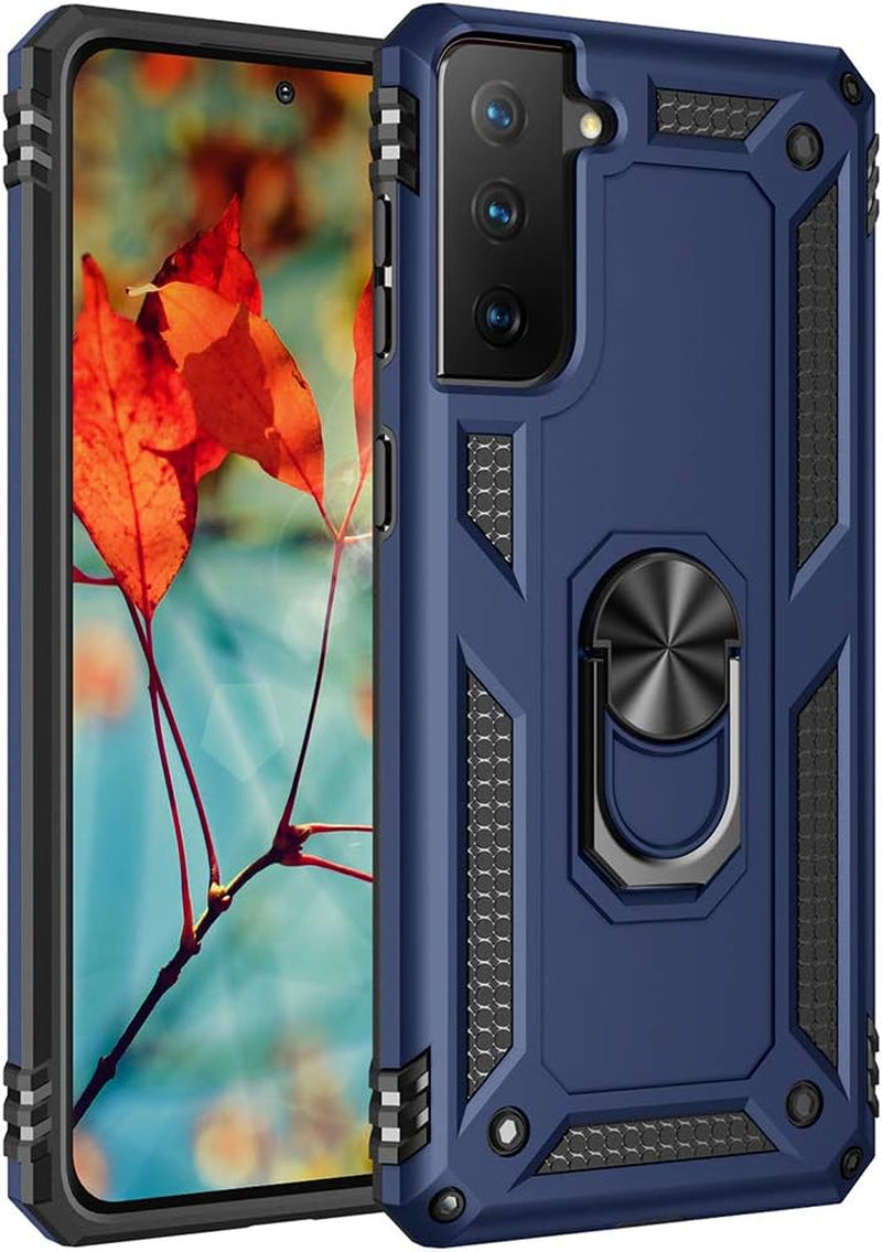 Military Grade Drop Impact for Samsung Galaxy S21 plus Case Galaxy S21 plus 5G Case 360 Metal Rotating Ring Kickstand Holder Armor Heavy Duty Shockproof Case for Galaxy S21 plus Phone Case (Black)  Dionsibei Blue  
