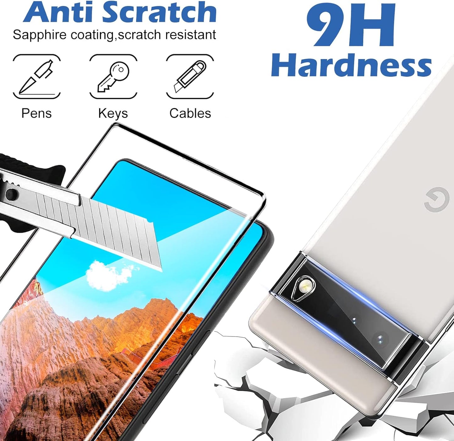 [2+2 Pack] for Google Pixel 6 Pro Screen Protector, 9H Tempered Glass, Ultrasonic Fingerprint Compatible, 3D Curved, HD Clear Scratch Resistant for Google Pixel 6 Pro 5G Glass Screen Protector  Arshek   
