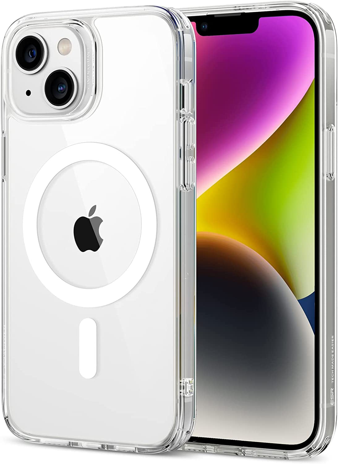 ESR for Iphone 14 Case/Iphone 13 Case, Compatible with Magsafe, Shockproof Military-Grade Protection, Magnetic Phone Case for Iphone 14/13, Classic Hybrid Case (Halolock), Clear  Electronic Silk Road Corp Clear Purple  