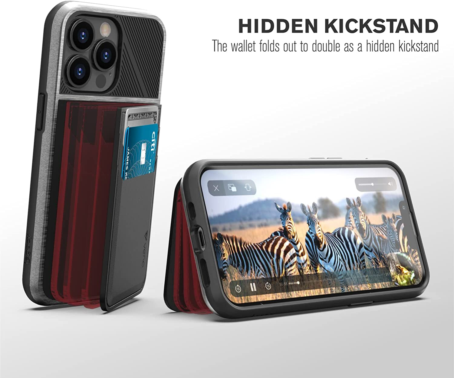 VENA Legacy Card Holder Wallet Case Compatible with Apple Iphone 13 Pro (6.1"-Inch), (Compatible with Magsafe, RFID Anti-Theft) Slim Profile Card Slot Cover with Kickstand - Space Gray  Vena   