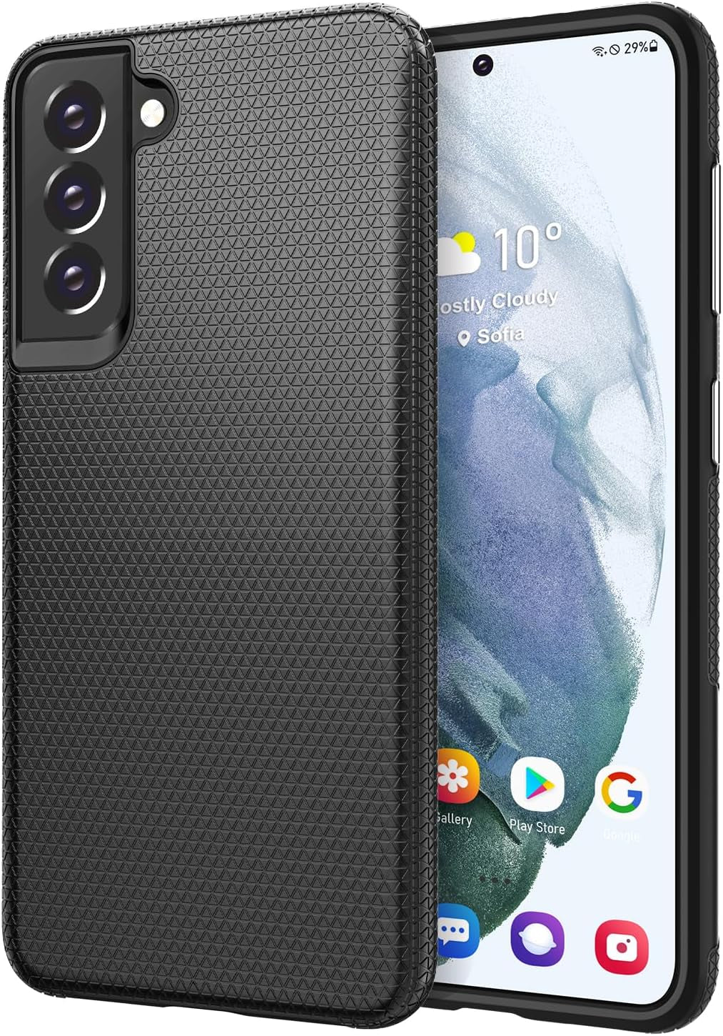 Rayboen for Samsung Galaxy S21 Case, Hybrid Clear Shockproof Cell Phone Cover for Samsung Galaxy S21 5G, Anti-Scratch Transparent Sleek Light Durable Cover for Men Women  Rayboen B- Black  