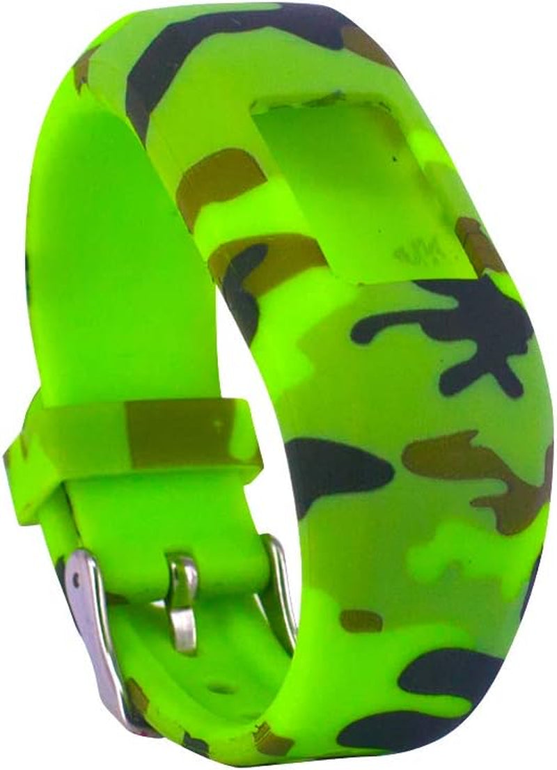 Ruentech Replacement Bands for Garmin Vivofit Jr.2, Colorful Adjustable Wristbands with Secure Watch-Style Clasp Strap Compatible with Garmin Vivofit Jr 2 and Vivofit Jr (For Kids) (Flag)  RuenTech Camo Green  